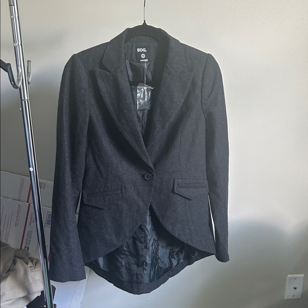 BDG Charcoal Gray Wool Blend Women's Suit Jacket